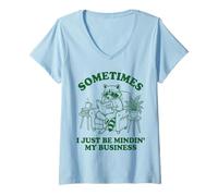 Mujer A Veces Solo me ocupo de mis Asuntos Divertido Meme de Mapache Camiseta Cuello V