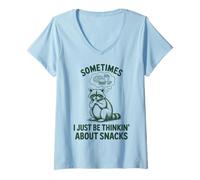 Mujer A Veces Solo pienso en bocadillos, Funny Raccoon Camiseta Cuello V