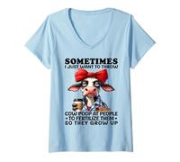 Mujer A Veces Solo Quiero Tirar Caca de Vaca a la Gente Camiseta Cuello V