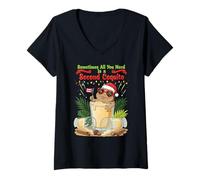 Mujer A Veces, Todo lo Que Necesitas es un Segundo Coquito Funny P.R. Coquí Camiseta Cuello V