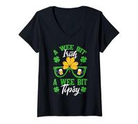 Mujer A Wee bit Irish, A Wee bit Tipsy St. Patrick's Day Mischief Camiseta Cuello V
