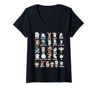 Mujer A-Z Ártico Animales Alfabeto Colección Educación Vida Silvestre Camiseta Cuello V