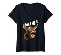 Mujer Aaah!! Funny Goat Halloween Farmer Goat Whisperer Farm Camiseta Cuello V