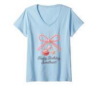 Mujer Abalorio costero con diseño de Estrella de mar y Concha de Playa Camiseta Cuello V
