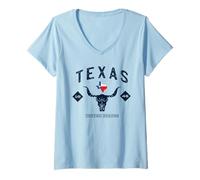 Mujer Abanico Vintage de Texas 1845, Estados Unidos Camiseta Cuello V