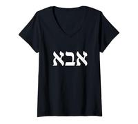 Mujer Abba Padre Letras Hebreas Biblico Papá Israel Verso de la Biblia Camiseta Cuello V
