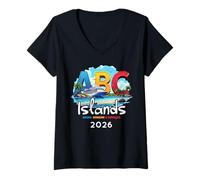 Mujer ABC Islands Aruba Bonaire Curazao Crucero Vacaciones 2026 Camiseta Cuello V