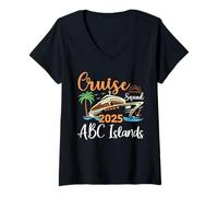 Mujer ABC Islands Cruise Squad 2025 Emparejamiento de vacaciones familiares Camiseta Cuello V