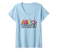 Mujer ABCD Letras Rayo Diseño Camiseta Cuello V