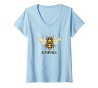 Mujer Abeja melífera Empire Queen Bee Crown Camiseta Cuello V