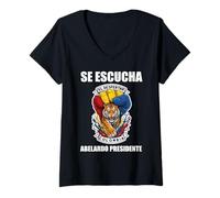 Mujer Abelardo Presidente 2026 Tigre Colombiano Firme por la Patria Camiseta Cuello V