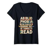 Mujer Abibliofobia El miedo a quedarse sin lectura de libros Camiseta Cuello V