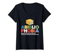 Mujer Abibliofobia Miedo a quedarse sin libros para leer Fan del libro Camiseta Cuello V