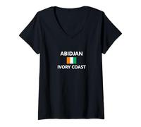 Mujer Abidjan Costa de Marfil Bandera Ciudad Camiseta Cuello V