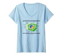 Mujer Aboga por la sostenibilidad Coma Plantas y Vaya a la biología Vegetariana Camiseta Cuello V
