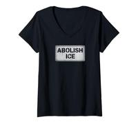 Mujer Abolir Ice | Cartel de protesta política - Stencil Camiseta Cuello V