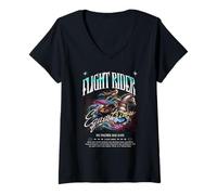 Mujer Abrace la emoción del paseo con nuestro caballo Flight Rider Camiseta Cuello V