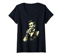 Mujer Abraham Lincoln Abe Lincoln Comiendo plátano, Genial, Retro, Vintage Camiseta Cuello V