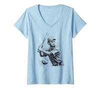 Mujer Abraham Lincoln Abe Lincoln Playing Sports Béisbol Hitter Camiseta Cuello V