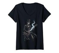 Mujer Abraham Lincoln Abe Lincoln Tocando Guitarra Retro Vintage Camiseta Cuello V