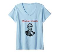 Mujer Abraham Lincoln (Gráfico de Ilustración) Camiseta Cuello V