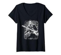 Mujer Abraham Lincoln - Guitarra eléctrica Rock Star - Historia Estadounidense Vintage Camiseta Cuello V