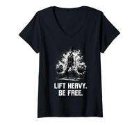 Mujer Abraham Lincoln Gym Powerlifting Elevador Pesado ser Libre Camiseta Cuello V