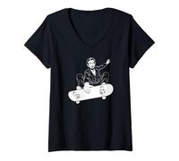 Mujer Abraham Lincoln Skateboarding Indy Grab Blanco Impresión Camiseta Cuello V