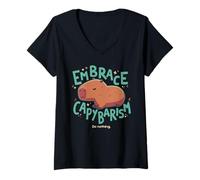 Mujer Abraza el capibarismo // Capibara, Fin del capitalismo Camiseta Cuello V