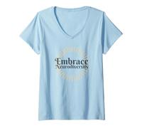 Mujer Abraza la neurodiversidad Autista Orgullo Lindo Transparente Camiseta Cuello V