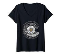 Mujer Abrazando la Esperanza y la Fuerza Cinta de Conciencia del Parkinson Camiseta Cuello V