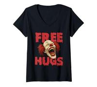 Mujer Abrazos Gratis - Spooky Evil Scary Horror Payaso Halloween Camiseta Cuello V