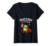 Mujer Abrazos para los Jugadores de Salchichas Wiener Frog Knight Camiseta Cuello V
