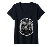 Mujer Abre La Puerta Solo Queremos Hablar Divertido Perro Chihuahua Meme Camiseta Cuello V