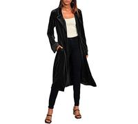 Mujer Abrigo de Trinchera de Terciopelo Chaqueta Blazer Larga Abrigo Casual de Manga Larga de Mode Primavera Otoño Sólido Terciopelo Gabardina Larga Estilo Blazer con Solapa de Muescas Color C M