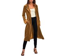 Mujer Abrigo de Trinchera de Terciopelo Chaqueta Blazer Larga Abrigo Casual de Manga Larga de Mode Primavera Otoño Sólido Terciopelo Gabardina Larga Estilo Blazer con Solapa de Muescas Color A M