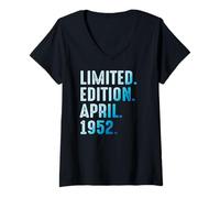 Mujer Abril 1952 Año 1952 Retro 1952 Vintage Edición Limitada Camiseta Cuello V