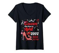 Mujer Abril 2002 Cumpleaños Esta Reina Nació En Abril 2002 Camiseta Cuello V