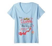 Mujer Abril 2002 Cumpleaños Esta Reina Nació En Abril 2002 Camiseta Cuello V