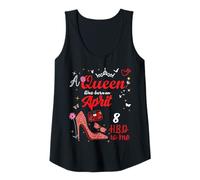Mujer Abril 8 Cumpleaños Esta Reina Nació el 8 de Abril Camiseta sin Mangas