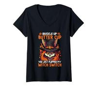 Mujer Abróchate la Taza de Mantequilla You Just Flipped My Witch Switch Camiseta Cuello V