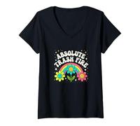 Mujer Absoluto Trash Fire Sarcástico Humor Dicho Camiseta Cuello V