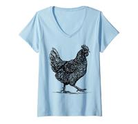Mujer Abstract Hen Illustration Farmhouse Country Graphic Camiseta Cuello V