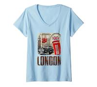 Mujer Abstract London England Skyline Illustration Graphic Design Camiseta Cuello V
