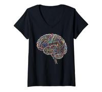 Mujer Abstracto Cerebro Colorido Anatomía Arte Camiseta Cuello V