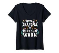 Mujer Abuela Cristiana Reino Trabajo Abuela Retro Día de la Madre Camiseta Cuello V