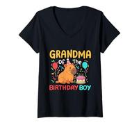 Mujer Abuela Del Cumpleaños Niño Lindo Capybara Niños Cumpleaños Familia Camiseta Cuello V