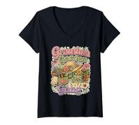 Mujer Abuela pandilla del jardín Frase Divertida Retro Camiseta Cuello V