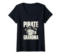 Mujer Abuela Pirata Feria Renacentista Abuela Humor Camiseta Cuello V