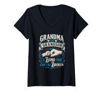 Mujer Abuela y Nieto, un vínculo Que no se Puede Romper, Familia Camiseta Cuello V